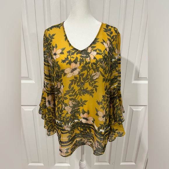 CAbi Tops - Yellow Cabi sheer blouse